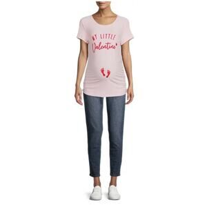 Time And Tru Maternity Medium “My Little Valentine” Graphic T-Shirt Tee Pink